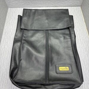 Superfly Black Leather Flap Top Carry Bag Gear Storage Case Travel Tote
